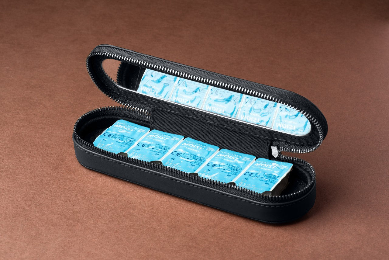 Luxury Black Leather Contact Lens Case