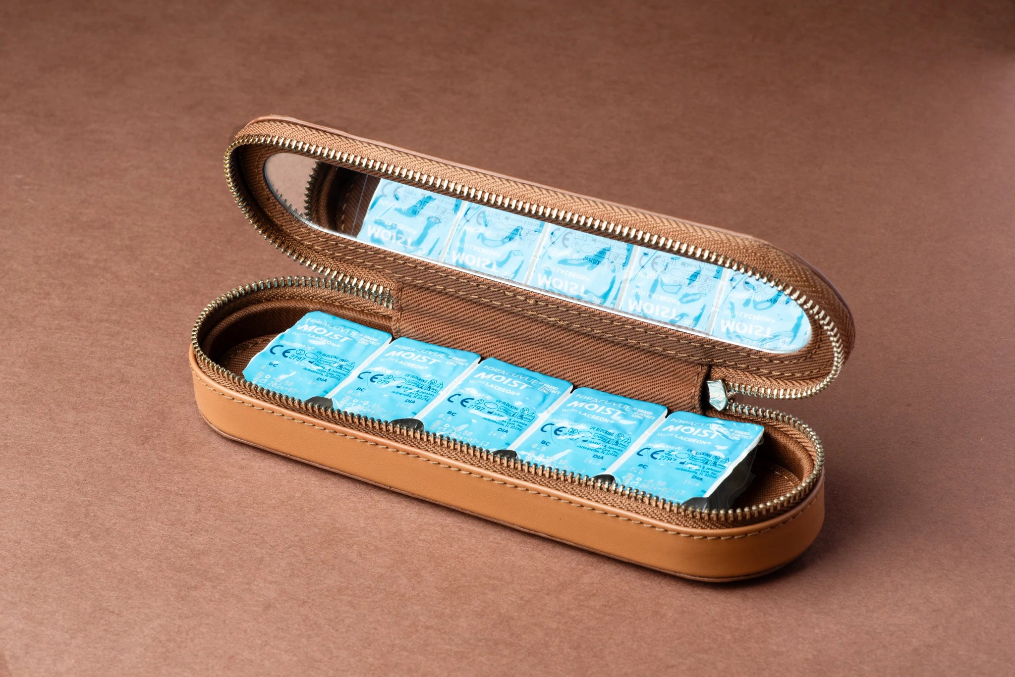 Luxury Brown Leather Contact Lens Case