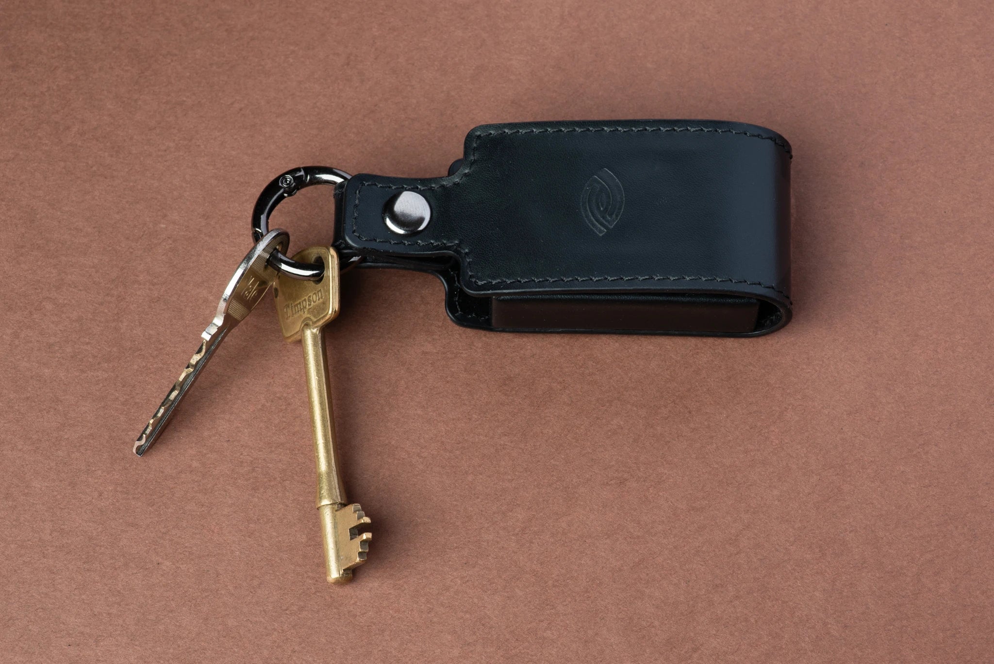 Luxury Black Leather Contact Lens Case Key Ring