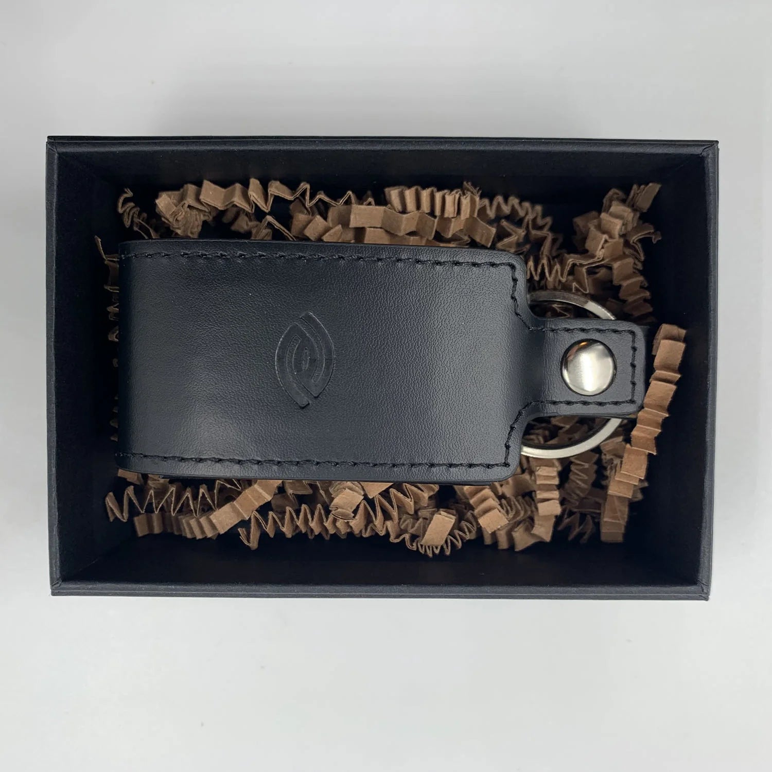 Luxury Black Leather Contact Lens Case Key Ring