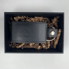 Luxury Black Leather Contact Lens Case Key Ring