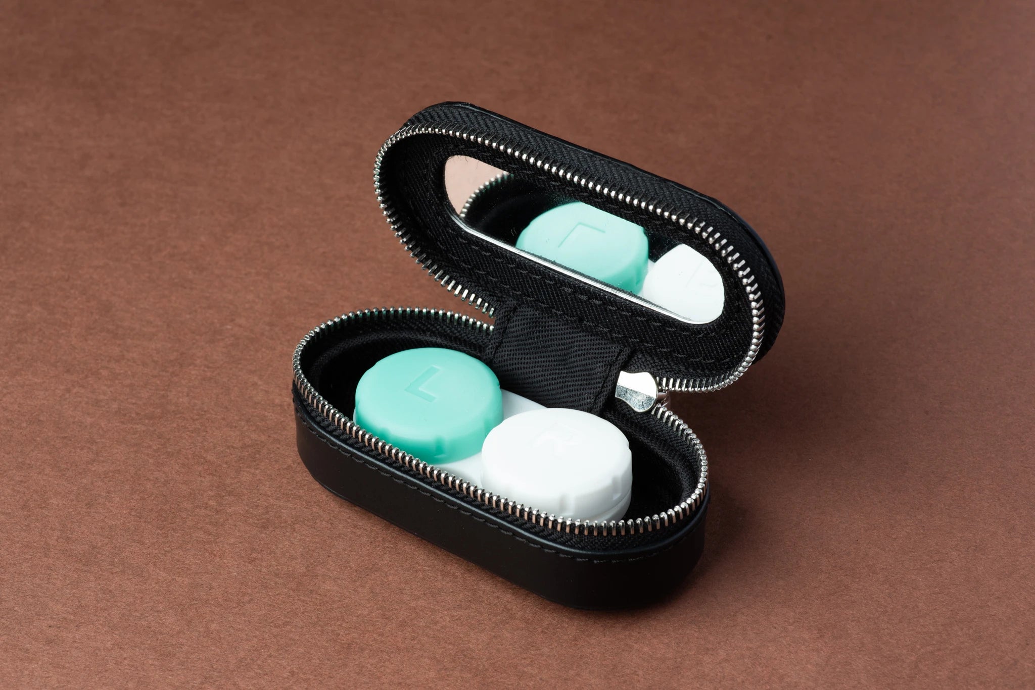 Luxury Black Leather Contact Lens Case