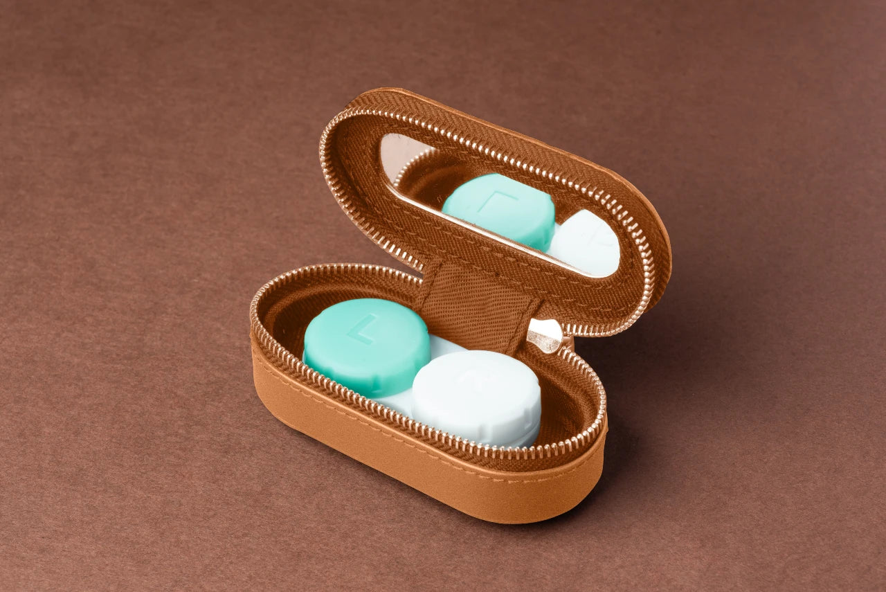 Luxury Black Leather Contact Lens Case